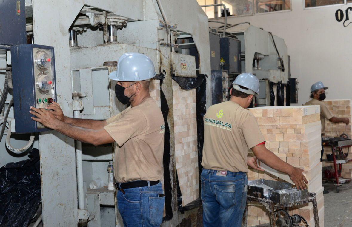 Máquinas de encolado y prensado de bloques de balsa
